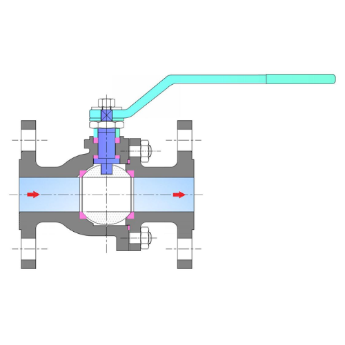diagram of a two-piece flanged ball valve
