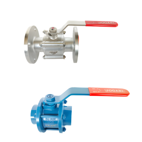 Stainless steel flanged ball valve and blue carbon steel threaded ball valve 3-piece design
