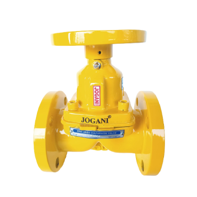 yellow-coated industrial diaphragm valve